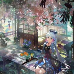 This is a pixiv picture whose title is 闲庭沏茶.