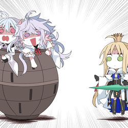 This is a pixiv picture whose title is キャストリアとマーリン危機一髪.