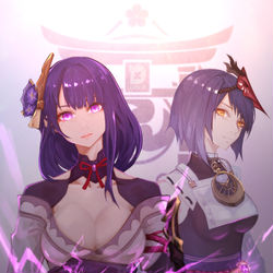This is a pixiv picture whose title is 雷電将軍 Baal.