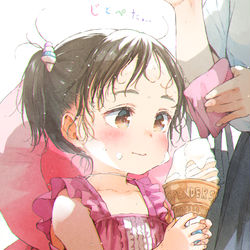 This is a pixiv picture whose title is 私、汗で髪の毛がおでこに じっとりぺったり へばりついている、.