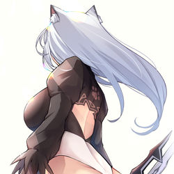This is a pixiv picture whose title is ヨルハ ニ号 猫型「ちゃんぬ」.