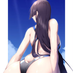 This is a pixiv picture whose title is 競泳水着頼光ママお尻.
