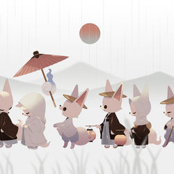 This is a pixiv picture whose title is 狐の嫁入り.