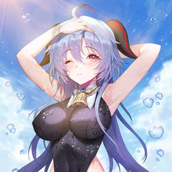 This is a pixiv picture whose title is 水着 甘雨.