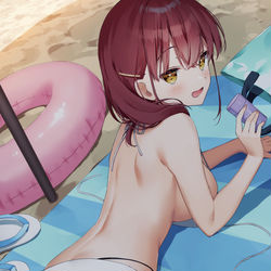 This is a pixiv picture whose title is 「日焼け止め、塗り直してくれませんか？」.