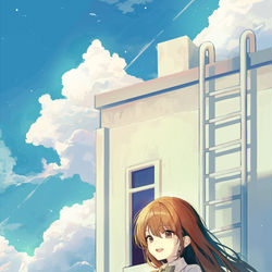 This is a pixiv picture whose title is 屋上の空.