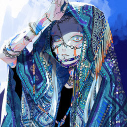 This is a pixiv picture whose title is 青.