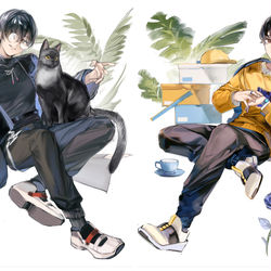 This is a pixiv picture whose title is 道楽者と勇者.