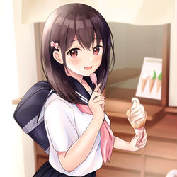 This is a pixiv picture whose title is 「今日も暑いね～」.