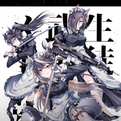 This is a pixiv picture whose title is 生徒会武装メイド部.