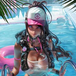This is a pixiv picture whose title is 水から出てくるヒルダ Hilda out of water.