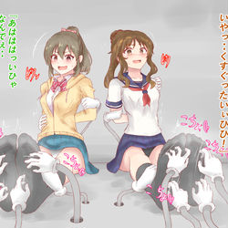 This is a pixiv picture whose title is ［skeb依頼］堀裕子、高森藍子くすぐり.