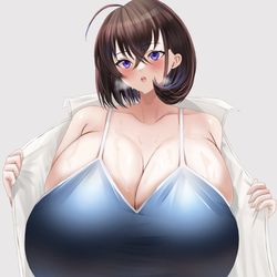 This is a pixiv picture whose title is 制服の下に水着きてる女の子超すき.