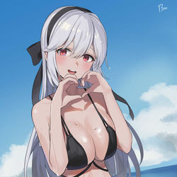 This is a pixiv picture whose title is 海の彼女.