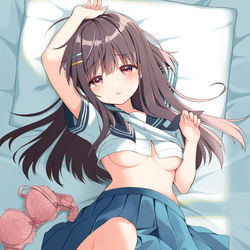 This is a pixiv picture whose title is 「初めてだから…優しくして」.