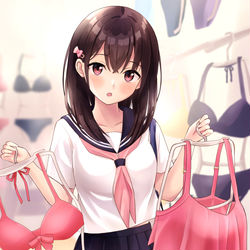 This is a pixiv picture whose title is 「どっちがいいと思う？」.