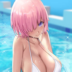 This is a pixiv picture whose title is 水着マシュ.