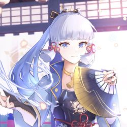 This is a pixiv picture whose title is 神里绫华 樱吹雪.