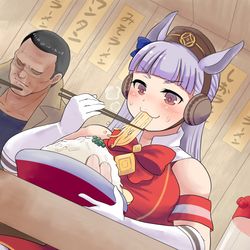 This is a pixiv picture whose title is ラーメンを奢ってもらったゴールドシップ.