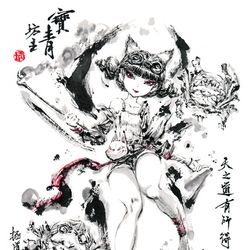 This is a pixiv picture whose title is 【極道畫師】寶青坊主.