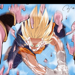 This is a pixiv picture whose title is 魔人ブウ目線.