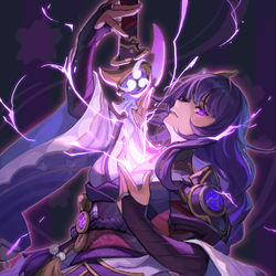 This is a pixiv picture whose title is 雷電将軍.
