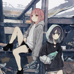 This is a pixiv picture whose title is ふたりぼっち.