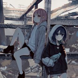 This is a pixiv picture whose title is ふたりぼっち。.