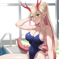 This is a pixiv picture whose title is 競泳ドラゴン・ガール.