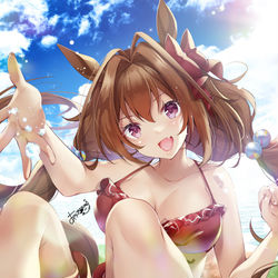 This is a pixiv picture whose title is キミと真夏の太陽の下で水遊びがしたい.