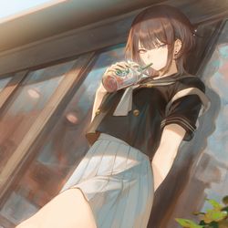 This is a pixiv picture whose title is イケメン美人三姉妹(次女).