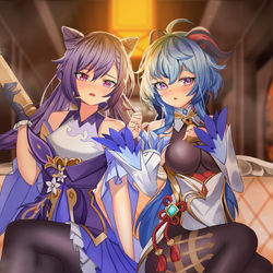 This is a pixiv picture whose title is 刻晴X甘雨.