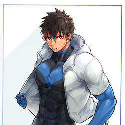 This is a pixiv picture whose title is パーカー+ヒーロースーツ.