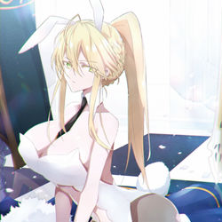This is a pixiv picture whose title is 【獅子とてバニー】.