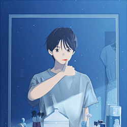 This is a pixiv picture whose title is 陸くんは、女神になれない.