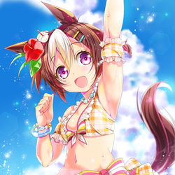 This is a pixiv picture whose title is 全身全霊で海を満喫するスペちゃん.