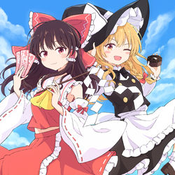 This is a pixiv picture whose title is レイマリ💕.