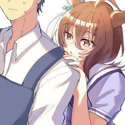 This is a pixiv picture whose title is 【4日目】料理中のトレーナーと.