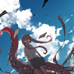 This is a pixiv picture whose title is 「襲来」.