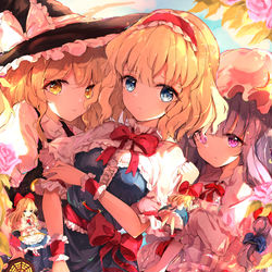This is a pixiv picture whose title is 三魔女＆Dolls war.