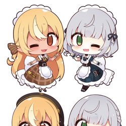 This is a pixiv picture whose title is モーリーオンラインコラボ×不知火フレア・白銀ノエル【仕事絵】.