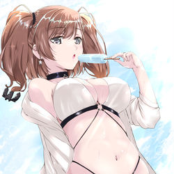 This is a pixiv picture whose title is 水着アトランタとアイス.