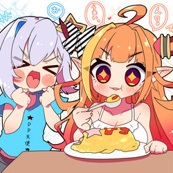 This is a pixiv picture whose title is オムライスもぐもぐ友人Cコ氏.