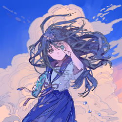 This is a pixiv picture whose title is ビー玉越しの夏.
