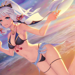 This is a pixiv picture whose title is 水着神里綾華.