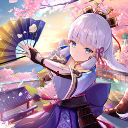 This is a pixiv picture whose title is 《原神/Genshin》白鷺霜華.