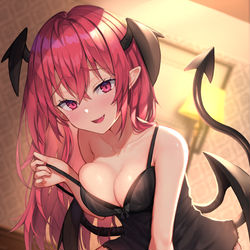 This is a pixiv picture whose title is キャミソール姿で襲いに来た小悪魔さん.