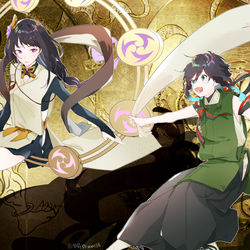 This is a pixiv picture whose title is 風神雷神図屛風.