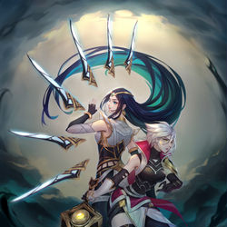 This is a pixiv picture whose title is Sentinel Irelia&Riven.