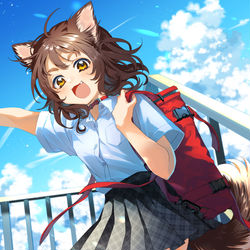 This is a pixiv picture whose title is 「学校まで競争しよっ！」.